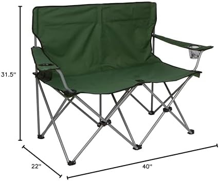 Army green polyester double camp chair — photo 3
