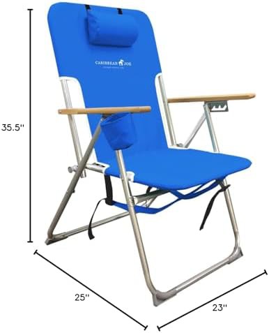 Caribbean Joe blue 4 position folding beach chair — photo 3