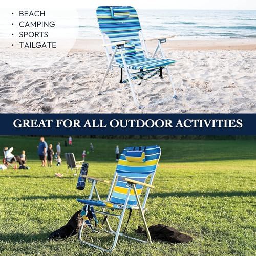 Caribbean Joe blue 4 position folding beach chair — photo 4