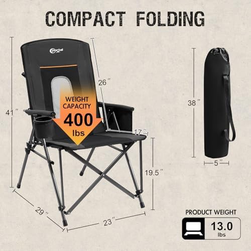 Oversized Folding Chair with Hard Armrests — photo 3