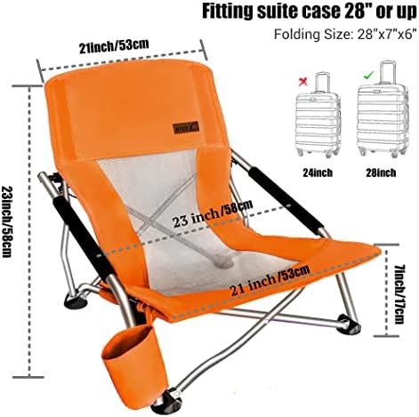 Orange low profile beach camping folding chair duo — photo 3