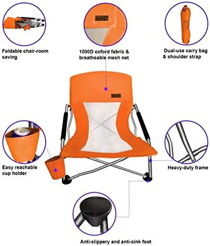 Orange low profile beach camping folding chair duo — photo 4