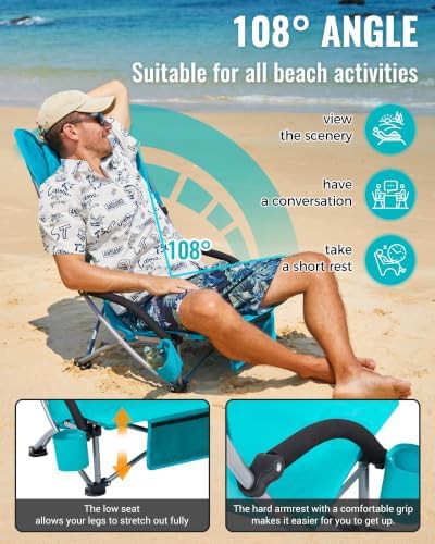 Low profile folding beach chairs two pack — photo 5