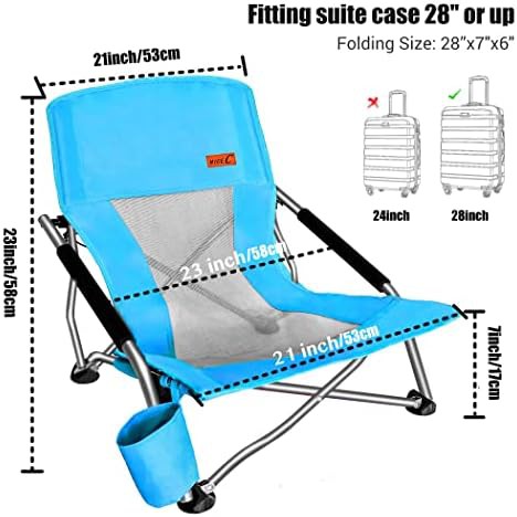 Blue low profile single folding beach chair — photo 3
