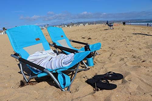 Blue low profile single folding beach chair — photo 4