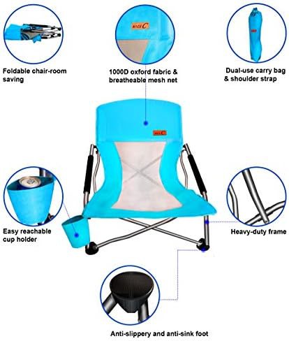 Blue low profile single folding beach chair — photo 5