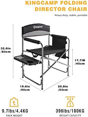 Portable folding directors chair with side table — photo 3