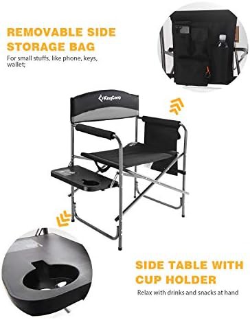 Portable folding directors chair with side table — photo 5