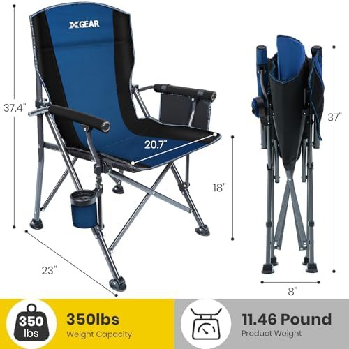 Blue portable outdoor camp chair for adults — photo 3