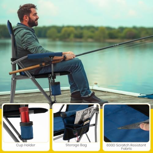 Blue portable outdoor camp chair for adults — photo 4