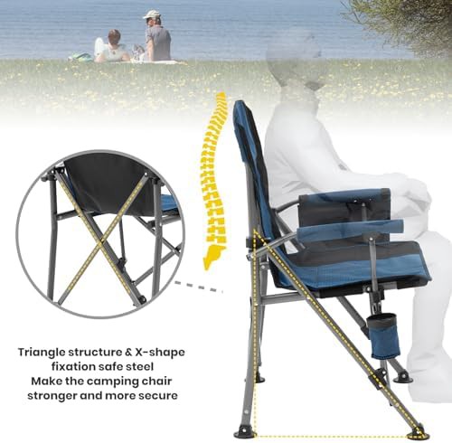 Blue portable outdoor camp chair for adults — photo 5