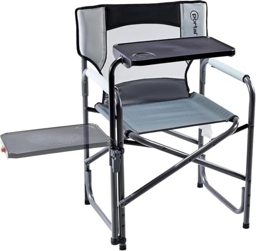 Gray Director Chair with Rotating Table