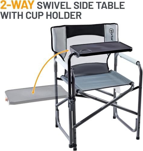 Gray Director Chair with Rotating Table — photo 5