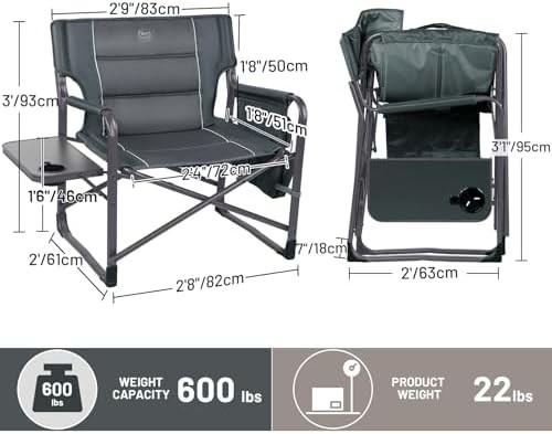 XXL upgraded oversized directors chair gray — photo 3