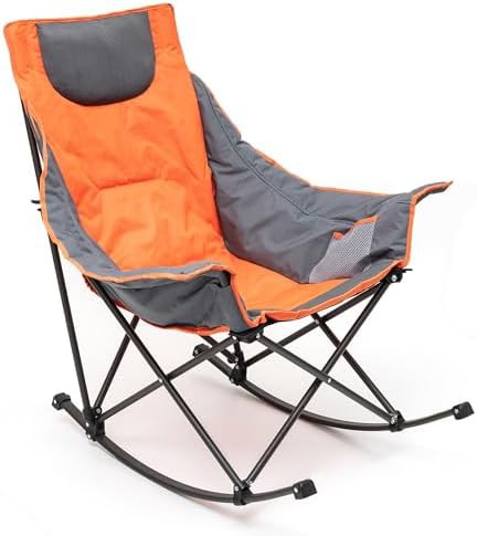 Orange oversized folding rocking camping chair