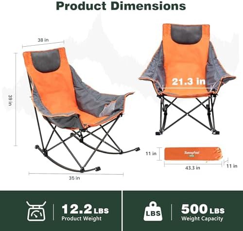 Orange oversized folding rocking camping chair — photo 3