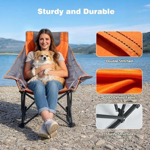 Orange oversized folding rocking camping chair — photo 5