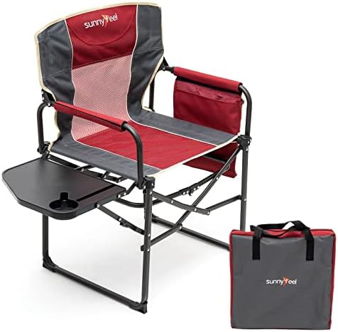 Portable directors camping chair with side shelf