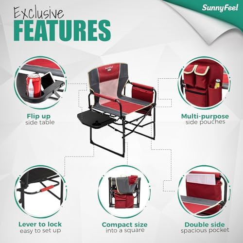 Portable directors camping chair with side shelf — photo 5
