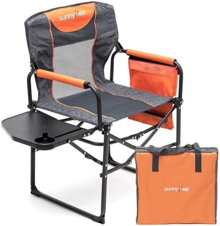 Folding director camping chair with side tray