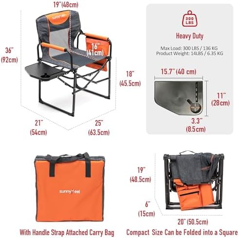 Folding director camping chair with side tray — photo 3