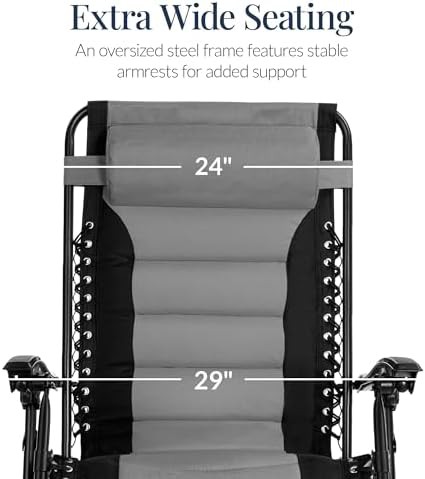 Gray oversized padded zero gravity chair — photo 4