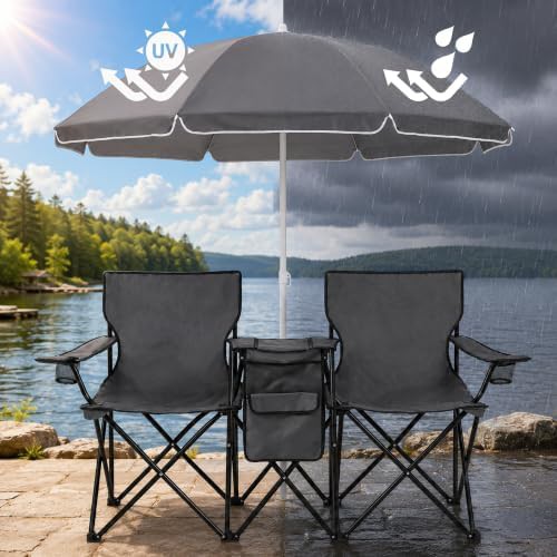 Double Camping Chair with Umbrella — photo 4