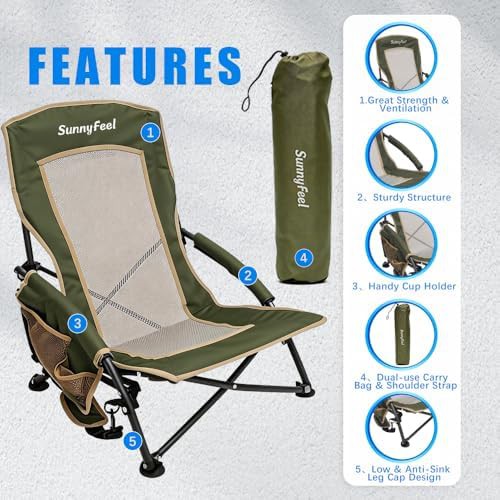 Green low folding beach chair set — photo 4