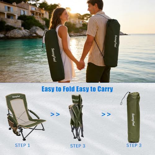 Green low folding beach chair set — photo 5