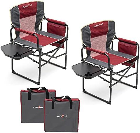 Heavy duty director camping chair with table