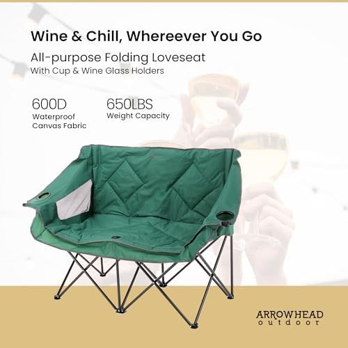 Portable folding double duo camping chair loveseat — photo 4