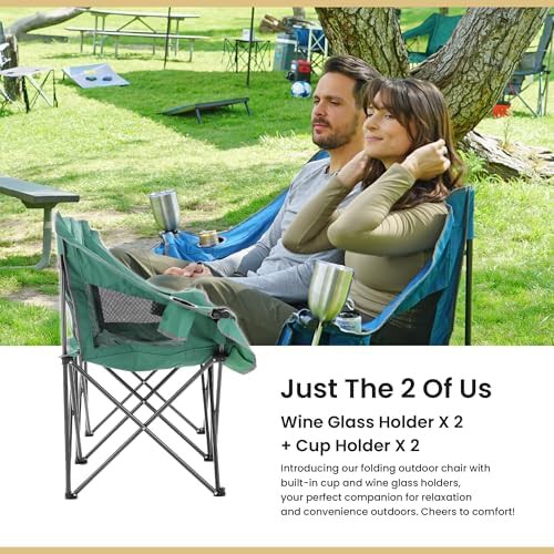 Portable folding double duo camping chair loveseat — photo 5