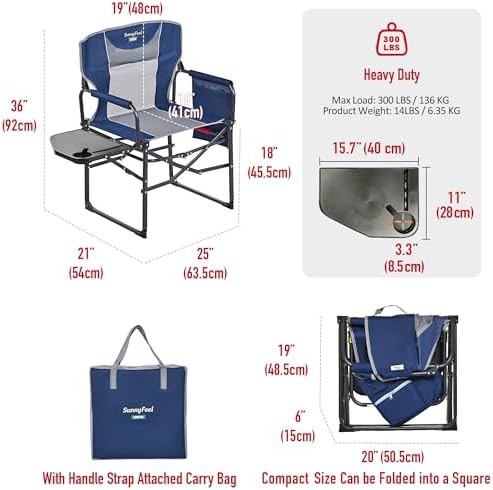 Collapsible director camping chair with table — photo 3