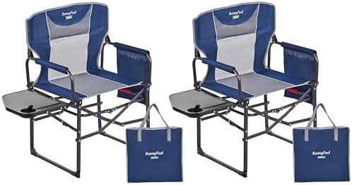 Portable oversized director chair with side table