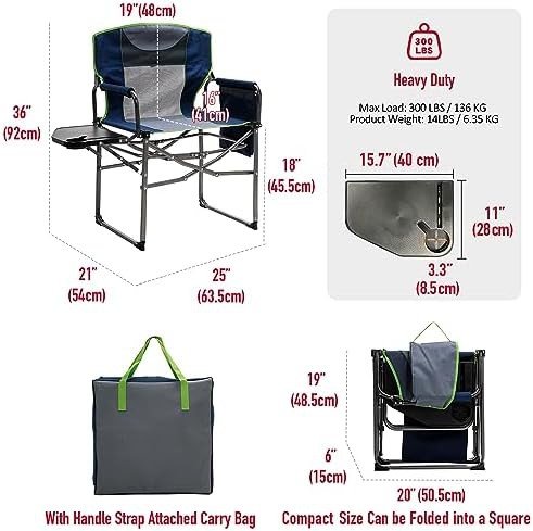 Portable oversized director chair with side table — photo 3