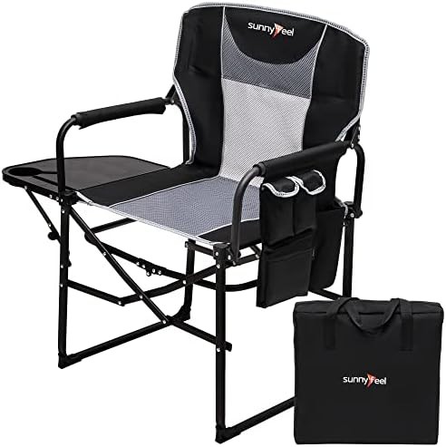 Outdoor director camping chair with side table