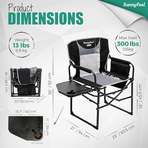 Outdoor director camping chair with side table — photo 3