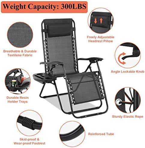 Black mesh zero gravity reclining lounge chair — photo 4