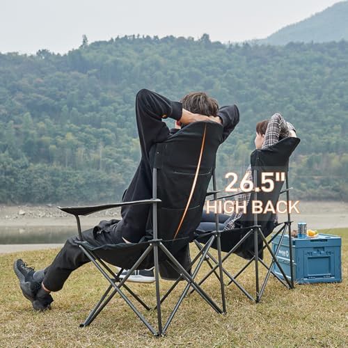 Padded high back folding chairs black 2 pack — photo 4