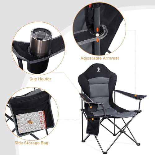 Padded high back folding chairs black 2 pack — photo 5