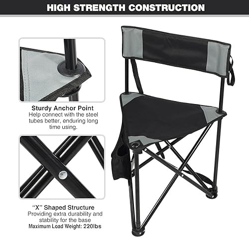 Tripod camping stool with integrated backrest — photo 4