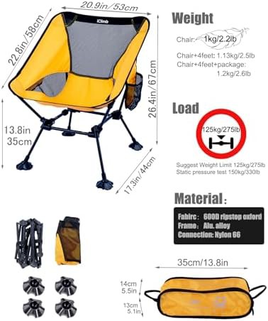 Yellow Ultralight Anti Sinking Compact Chair — photo 3