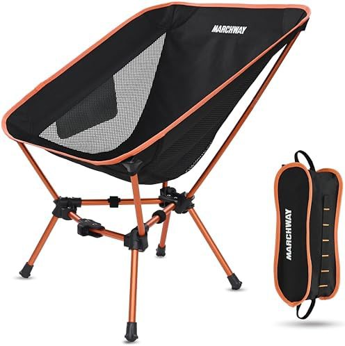Foldable compact orange camp chair