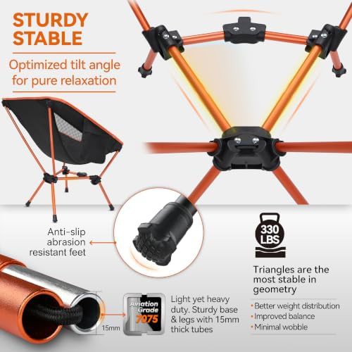 Foldable compact orange camp chair — photo 4