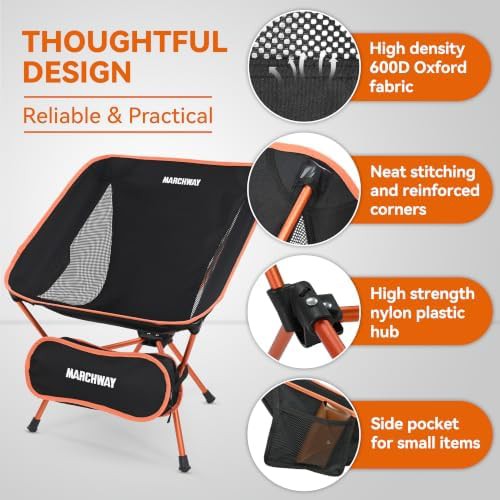 Foldable compact orange camp chair — photo 5