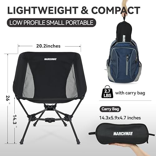 Foldable black camp chair 330 lbs capacity — photo 3