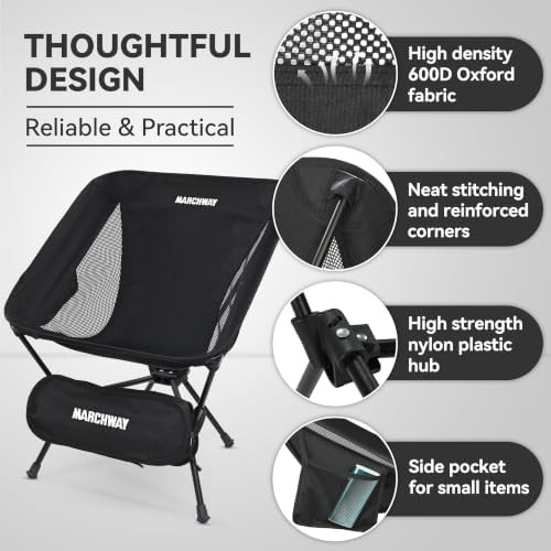 Foldable black camp chair 330 lbs capacity — photo 5