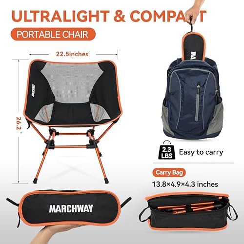 Ultralight heavy duty orange camp chair — photo 3