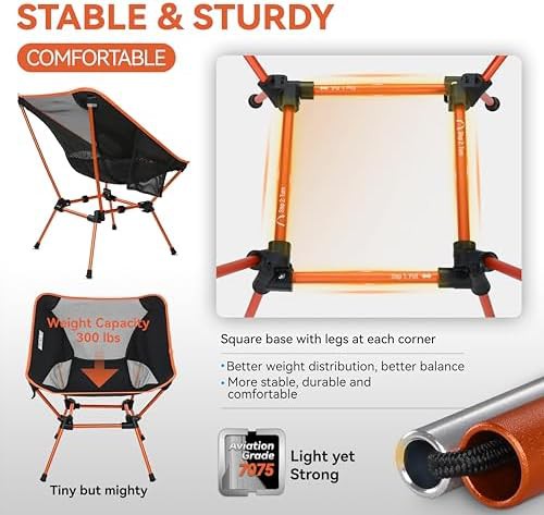 Ultralight heavy duty orange camp chair — photo 4