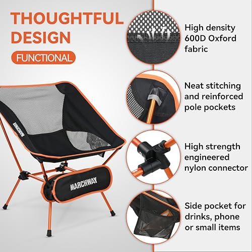 Ultralight heavy duty orange camp chair — photo 5